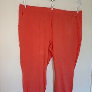 Denim & Co. Active NEW French Terry Jogger Pants with Ankle Pleat Women 4X Coral